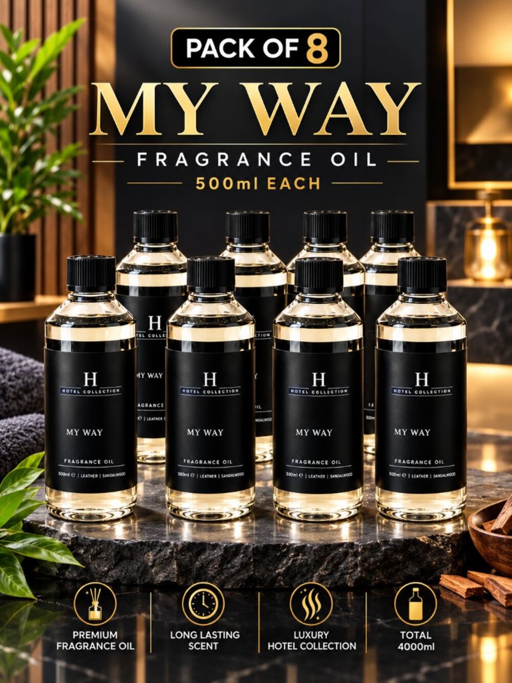 My Way 500ml Diffuser Oil Inspired by 1 Hotel Miami, Hotel Collection, Pack of 8